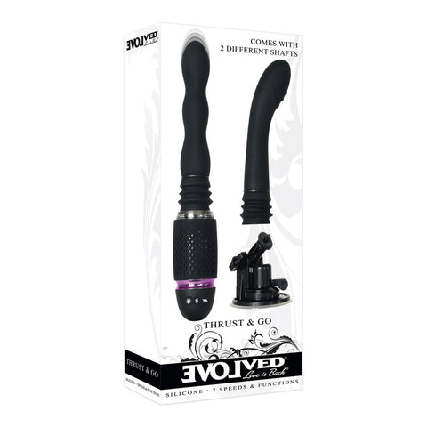 Evolved Thrust & Go Mini Rechargeable Thrusting Vibrator Black DONGS Thrusting