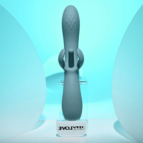Evolved Take Your Flick Grey 24.1 cm USB Rechargeable Vibrator with Flicking Clitoral Stimulator VIBRATORS-RABBIT