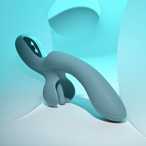 Evolved Take Your Flick Grey 24.1 cm USB Rechargeable Vibrator with Flicking Clitoral Stimulator VIBRATORS-RABBIT