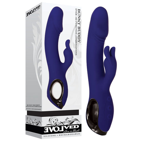 Evolved Bunny Buddy 22.2 Centimeter USB Rechargeable Rabbit Vibrator Blue VIBRATORS-RABBIT