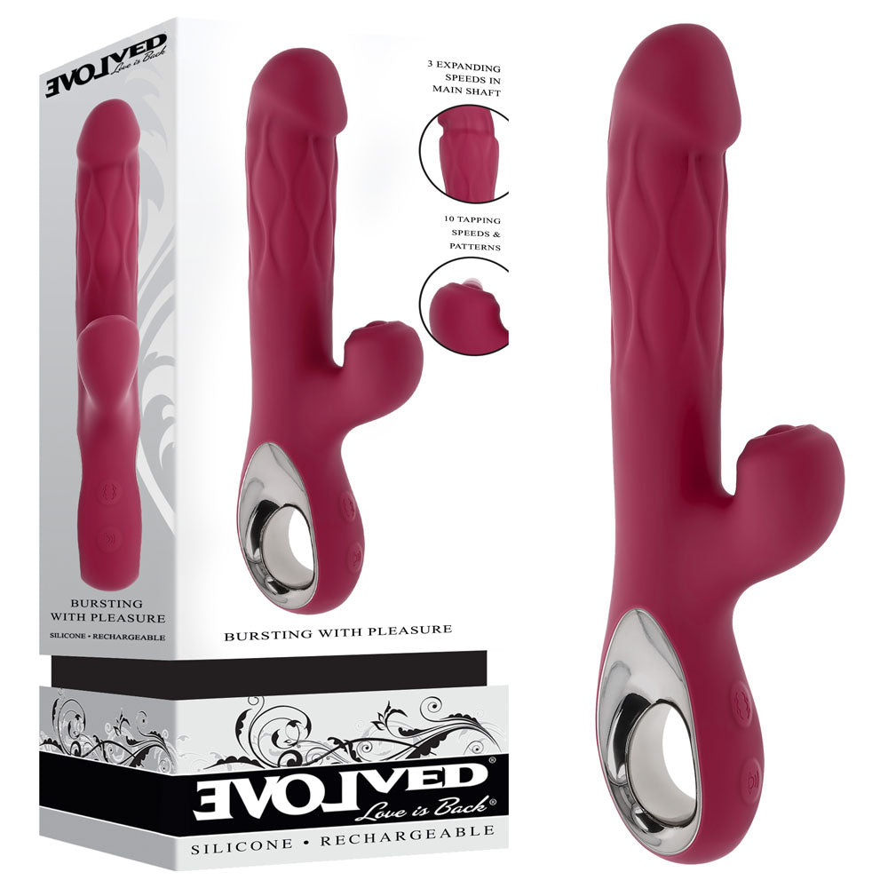 Evolved Bursting With Pleasure – 25.4 cm USB Rechargeable Dual Vibrator Red > Vibrators > Ladies > Rabbit Main image