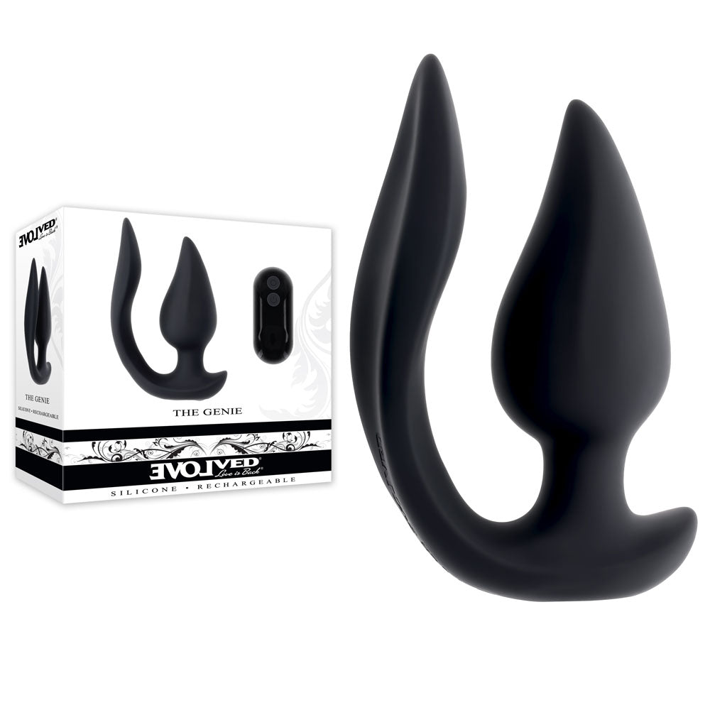 Evolved The Genie – USB Rechargeable Slim Vibrating Plug with Wireless Remote Black > Anal Range > Anal Probes Main image