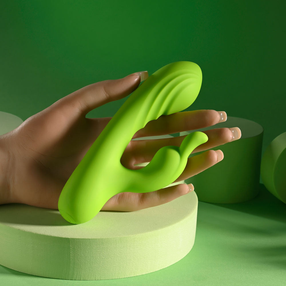 Brat Bunny Green 6.38 Inch Electric Dual Motor Silicone Rabbit Vibrator > Vibrators > Ladies > Rabbit