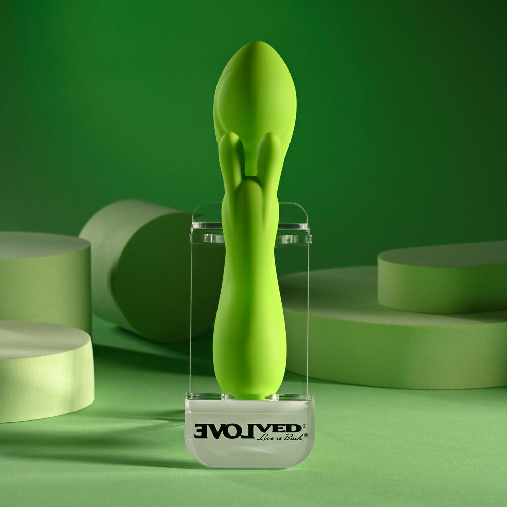 Brat Bunny Green 6.38 Inch Electric Dual Motor Silicone Rabbit Vibrator > Vibrators > Ladies > Rabbit