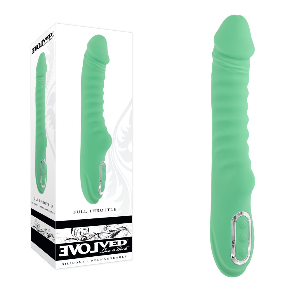 Evolved Full Throttle (Mint) – USB Rechargeable Heated Vibrator 24.1 cm Green > Vibrators > Standard Vibrators