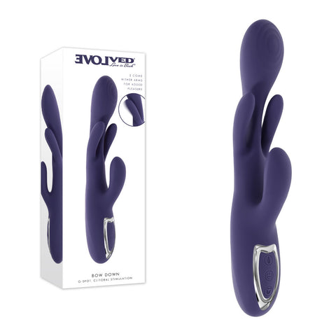 Evolved Bow Down – USB Rechargeable Rabbit Vibrator Purple > Vibrators > Ladies > Rabbit Multi