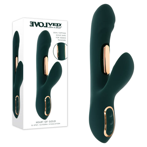 Evolved Heart of Gold – USB Rechargeable Rabbit Vibrator Green > Vibrators > Ladies > Rabbit