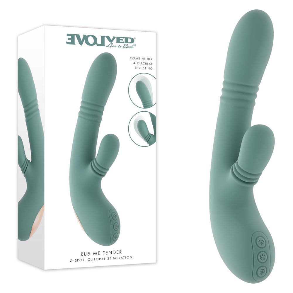 Evolved Rub Me Tender - Rechargeable Gyrating Thrusting Rabbit Vibrator Green > Vibrators > Ladies > Rabbit Main image