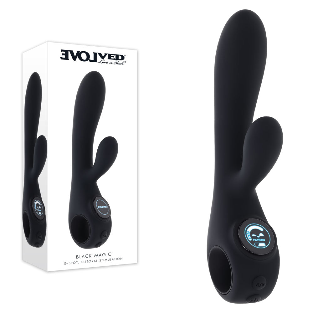Evolved MAGIC - 20 cm USB Rechargeable Rabbit Vibrator with LED Screen Black > Vibrators > Ladies > Rabbit