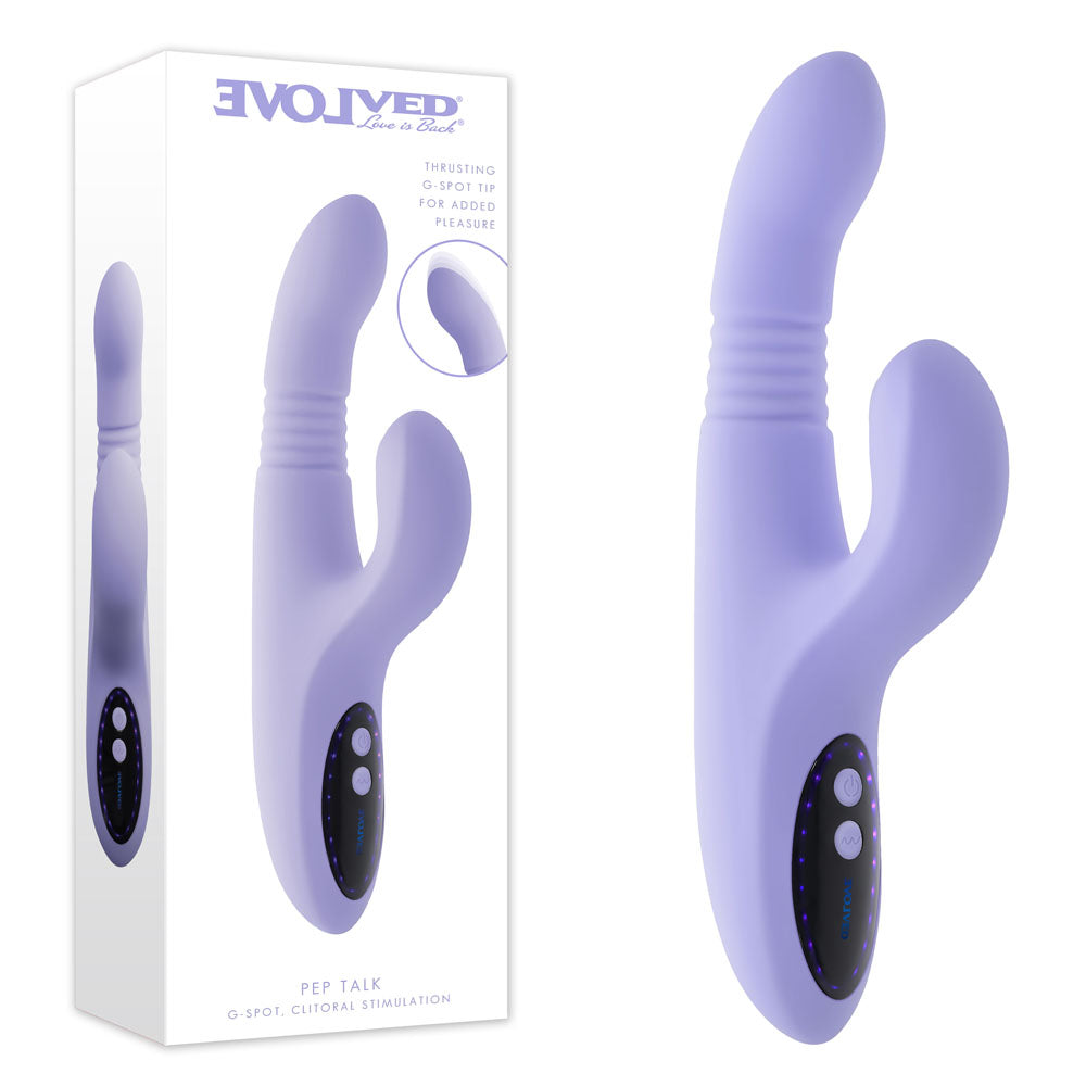 Evolved Pep Talk – USB Rechargeable Thrusting Vibrator with Clitoral Stimulator Purple > Vibrators > Ladies > Rabbit Main image