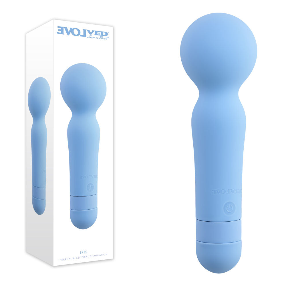 Evolved Iris – USB Rechargeable Waterproof Massage Wand 18.3 cm Blue > Sex Toys > Mini Massagers