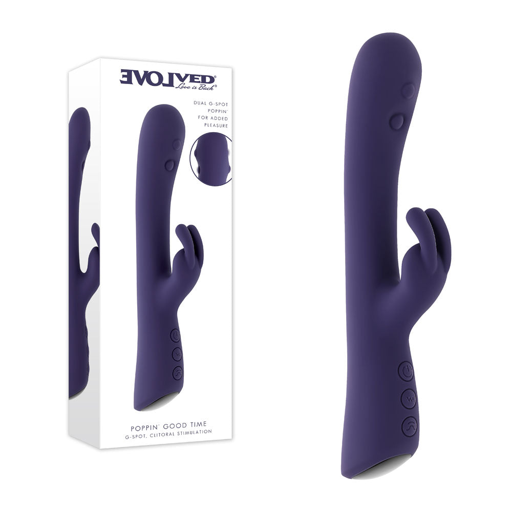 Evolved Poppin Good Time – 20 cm USB Rechargeable Rabbit Vibrator Purple > Vibrators > Ladies > Rabbit Main image