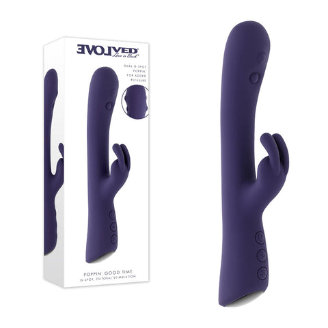 Evolved Poppin Good Time – 20 cm USB Rechargeable Rabbit Vibrator Purple > Vibrators > Ladies > Rabbit