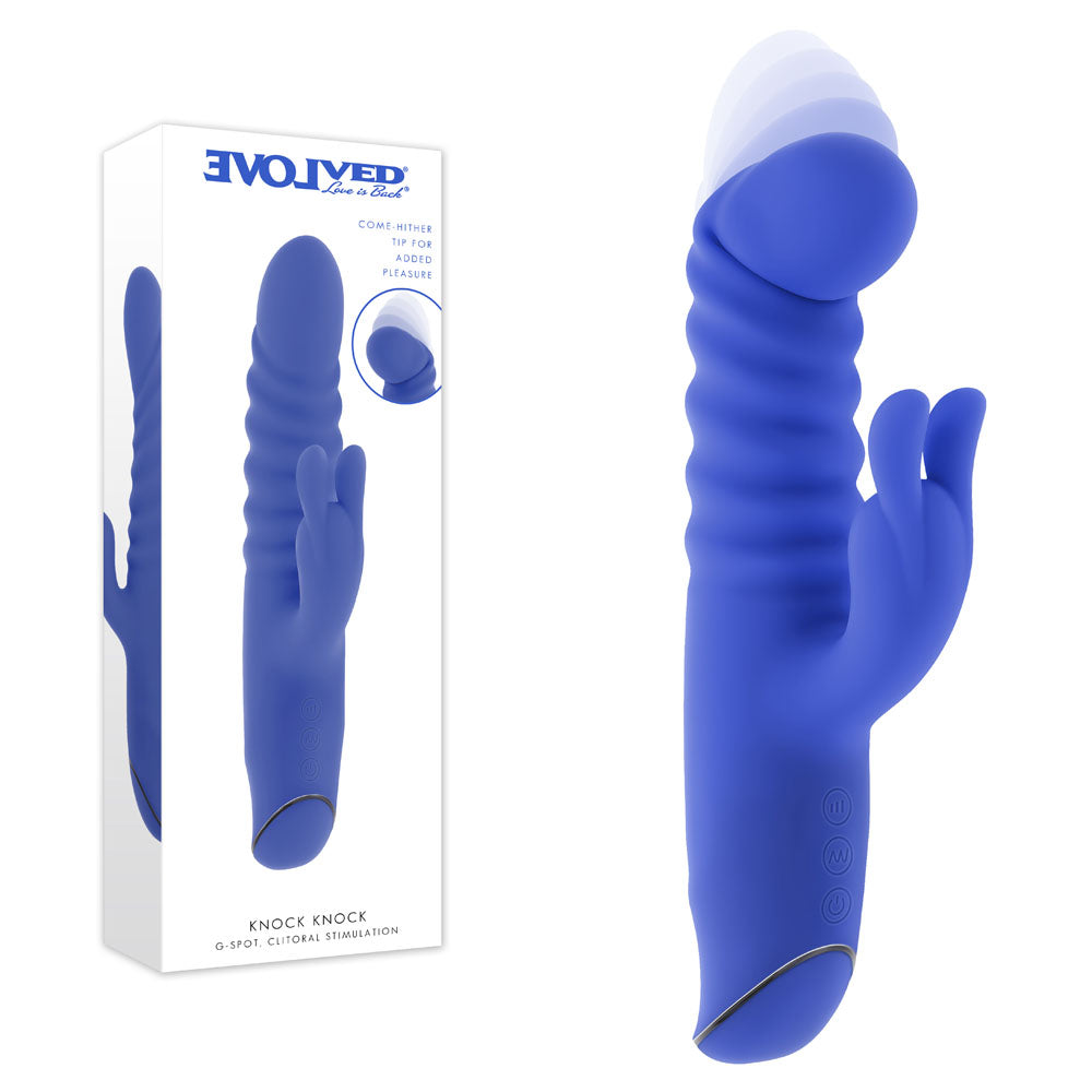 Evolved KNOCK KNOCK - 22.9 cm USB Rechargeable Rabbit Vibrator with Flicking Head Purple > Vibrators > Ladies > Rabbit