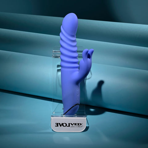 Evolved KNOCK KNOCK - 22.9 cm USB Rechargeable Rabbit Vibrator with Flicking Head > Vibrators > Ladies > Rabbit