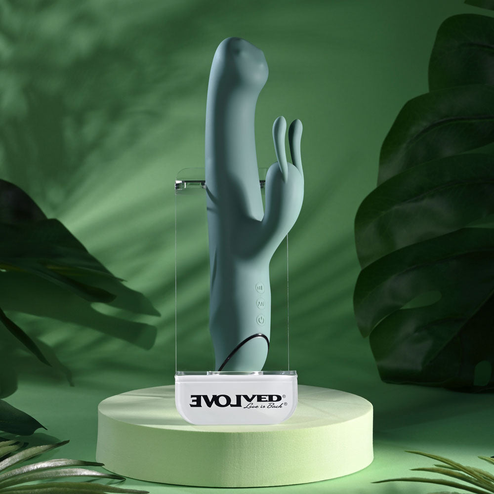 Evolved SATIN SWIRL - 23 cm USB Rechargeable Rabbit Vibrator with Swirling Head > Vibrators > Ladies > Rabbit