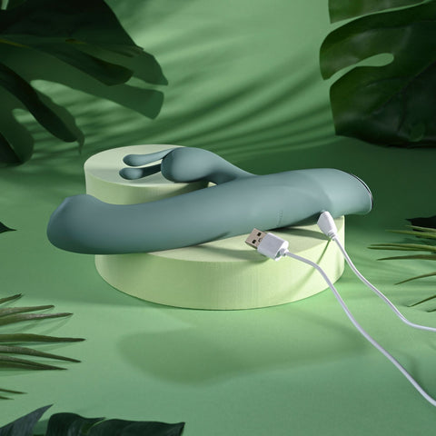 Evolved SATIN SWIRL - 23 cm USB Rechargeable Rabbit Vibrator with Swirling Head > Vibrators > Ladies > Rabbit