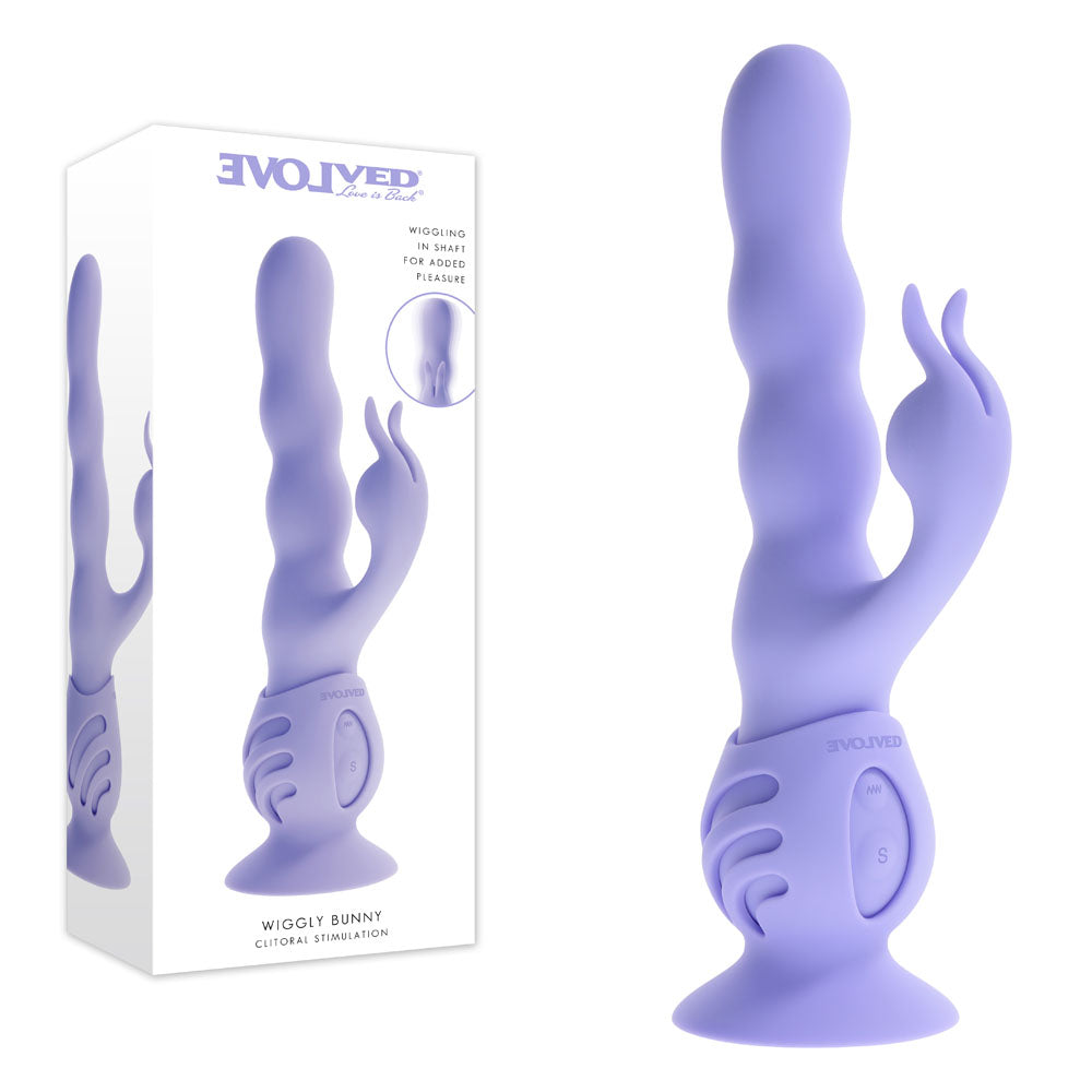 Evolved Wiggly Bunny – USB Rechargeable Rabbit Vibrator with Suction Base Purple > Vibrators > Ladies > Rabbit Multi