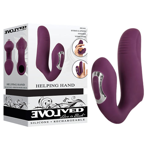 Evolved Helping Hand USB Rechargeable Dual Finger Stimulator Purple Finger Stimulator