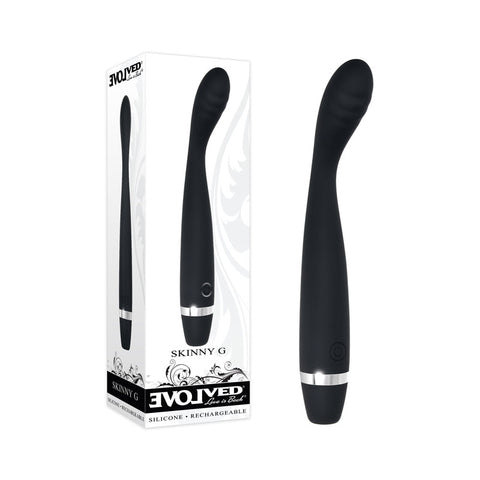 Evolved Skinny G - 17.8 cm USB Rechargeable Vibrator Black VIBRATORS