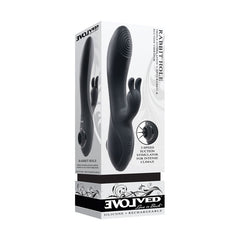 Evolved RABBIT HOLE - 21.2 cm USB Rechargeable Rabbit Vibrator Black VIBRATORS-RABBIT