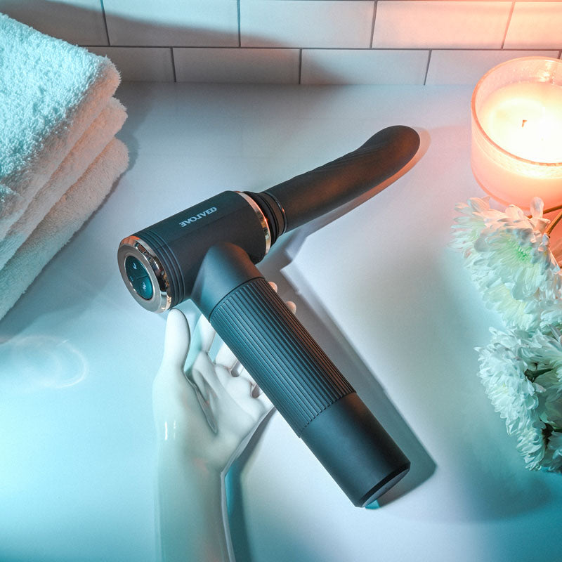 Evolved TOO HOT TO HANDLE Thrusting Vibe 7 Speed Rechargeable > Dildos > Thrusting Dildos