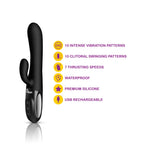 Viben Hypnotic Thrusting Rabbit Vibe with Swinging Clit Stimulator in Black > Vibrators > Ladies > Rabbit