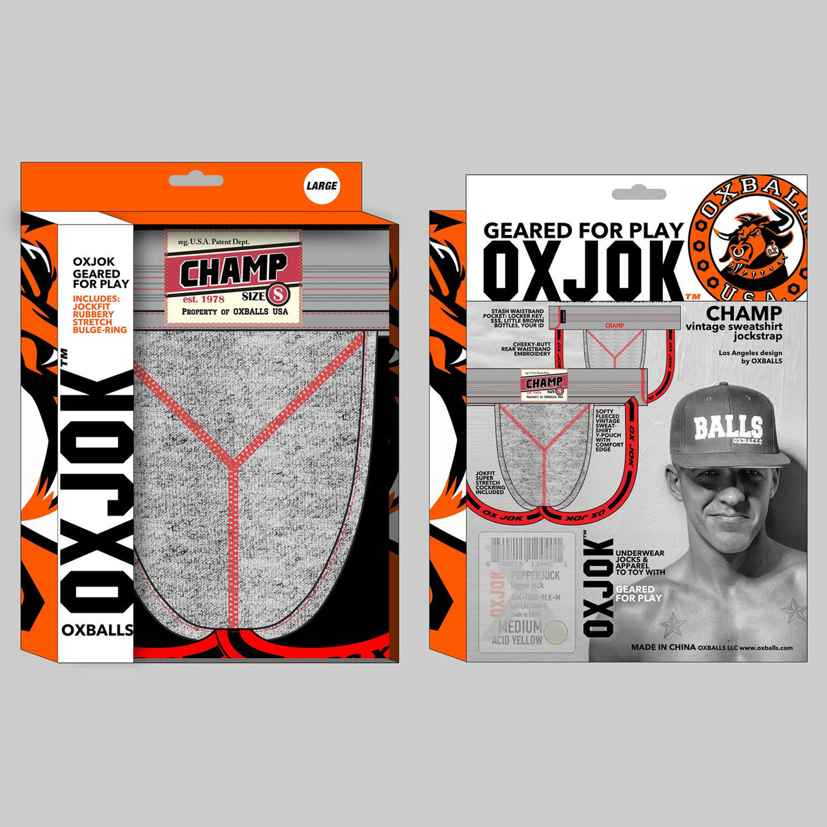 Oxballs Champ Vintage (Gray Heather) – Comfortable Jockstrap Gray Small > Clothes > Jockstraps