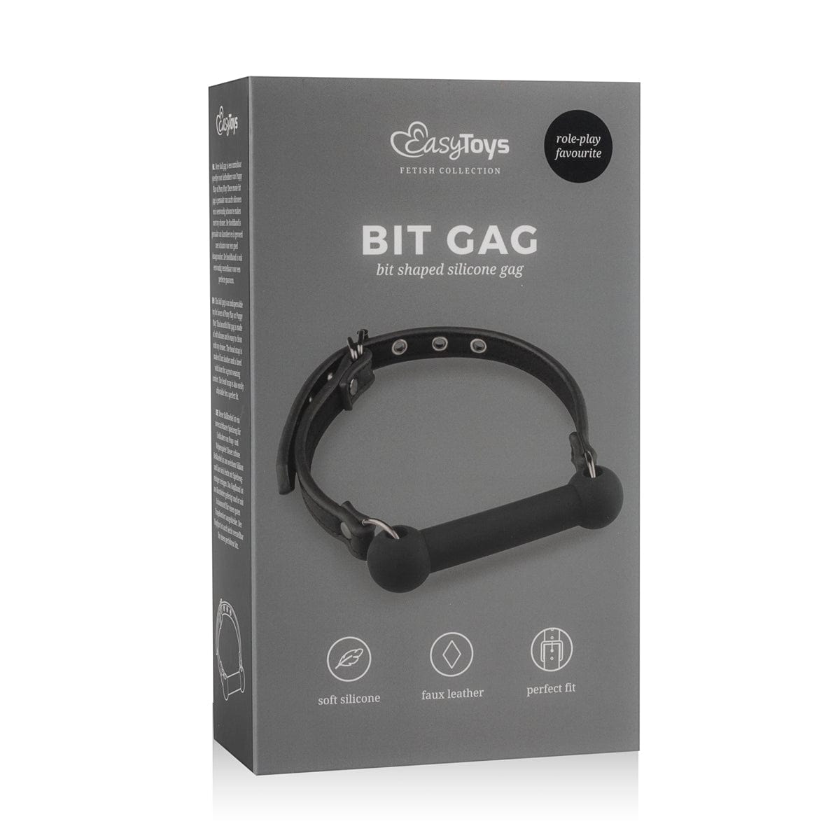 EasyToys Silicone Bit Gag for BDSM and Pony Play Black Gags