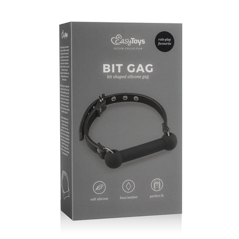 EasyToys Silicone Bit Gag for BDSM and Pony Play Black Gags