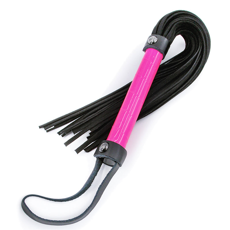 Electra Flogger Whip in Pink and Black - High Quality PU Synthetic and Microfibre > Bondage Gear > Whips & Floggers Main image