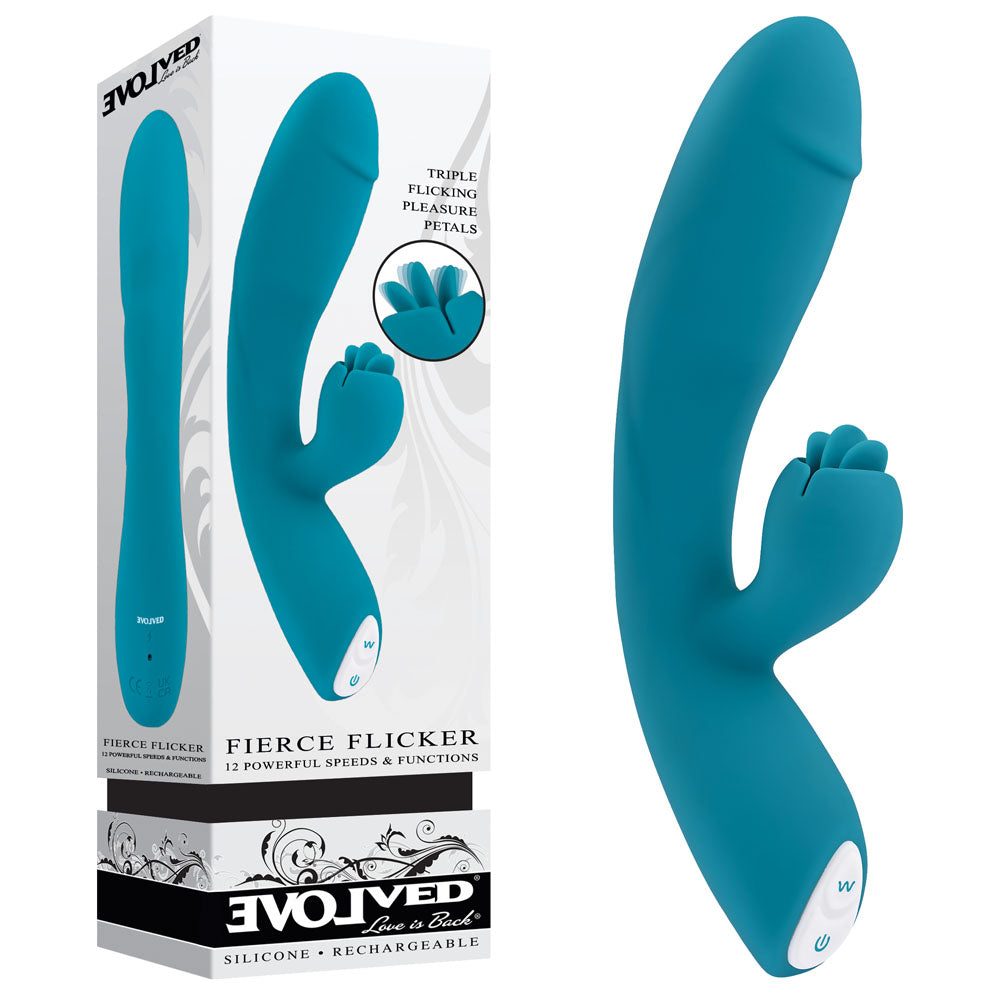 Evolved FIERCE FLICKER Dual Vibe 19.5cm Waterproof > Vibrators > Ladies > Rabbit Main image
