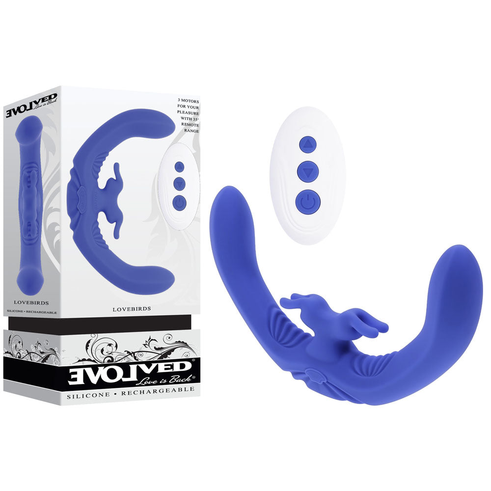 Evolved Lovebirds Double-Ended Rabbit Vibrator with Remote Purple VIBRATORS