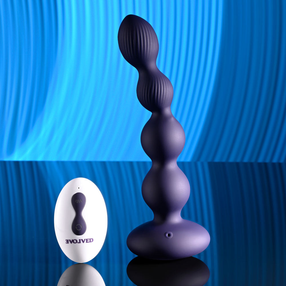 Evolved PLEASURE ORBIT Navy 17.8 cm Vibrating Anal Beads Secondary image