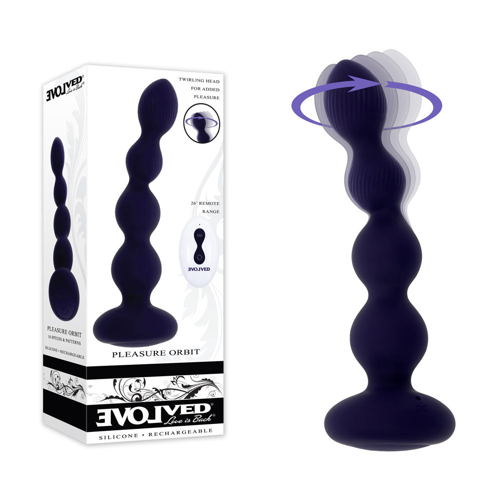 Evolved PLEASURE ORBIT Navy 17.8 cm USB Vibrating Anal Beads Blue > Anal Range > Anal Beads