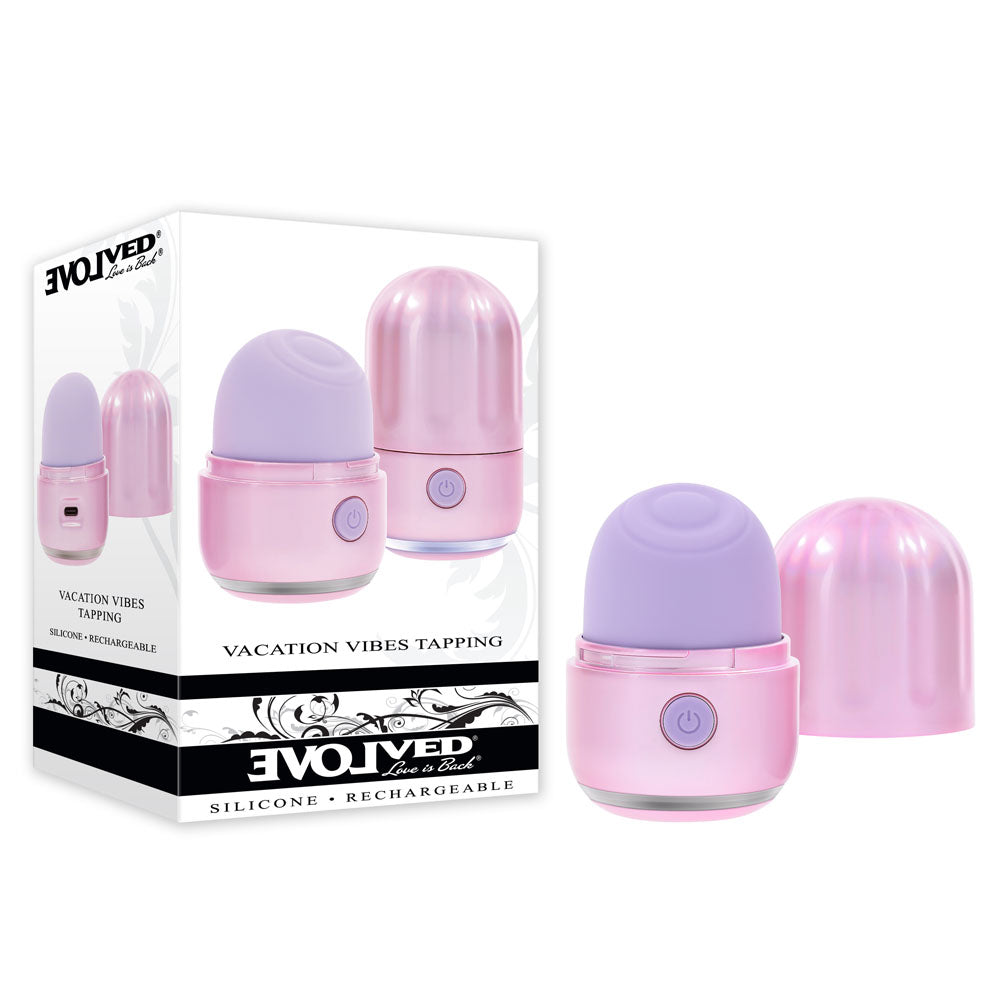 Evolved Vacation Vibes Tapping 8.5 Centimeter USB Rechargeable Tapping Stimulator Pink STIMULATORS