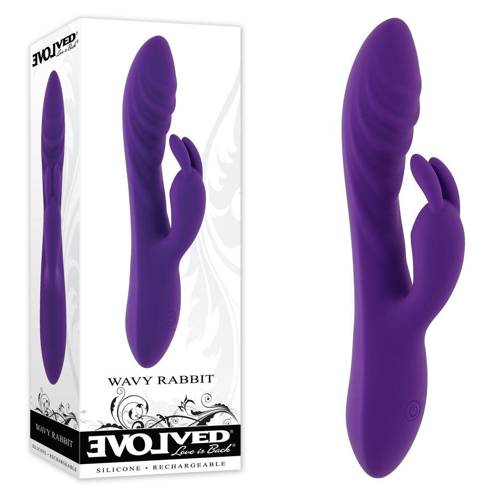 Evolved Wavy Rabbit Vibrator 20.6cm Silicone > Vibrators > Ladies > Rabbit