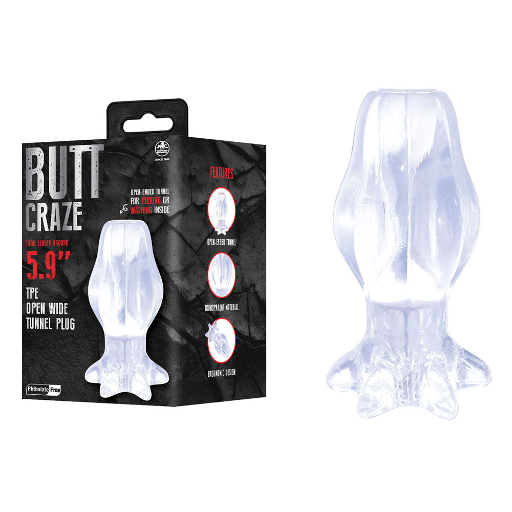 Butt Craze Hollow Butt Plug – 15 cm Transparent Silicone Butt Plug Clear > Anal Range > Tunnel and Stretchers