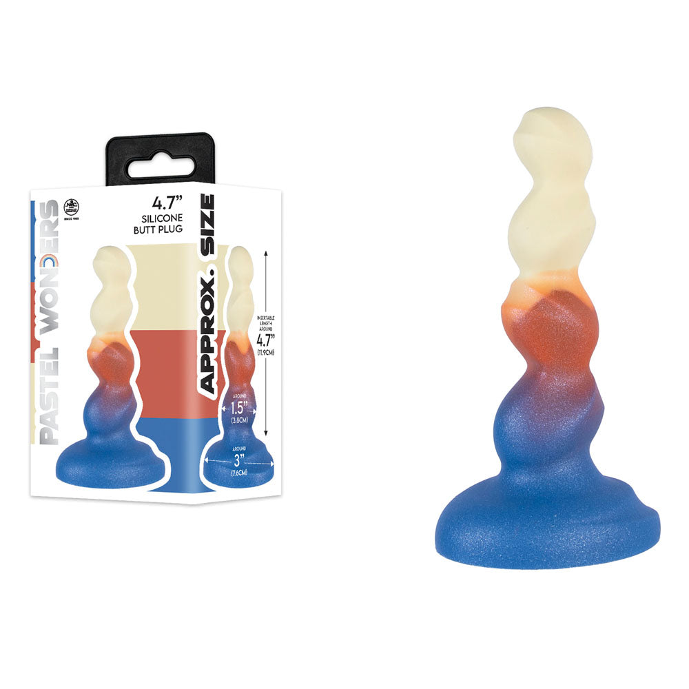 Pastel Wonders Silicone Butt Plug – 11.9 cm Sculpted Triple-Bulb Design Coloured > Anal Range > Butt Plugs