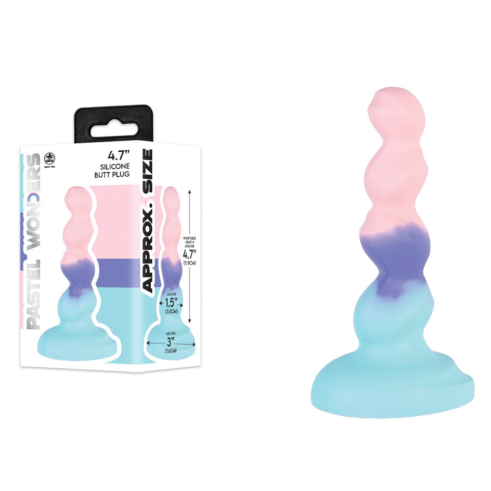 Pastel Wonders Swirl (Pink Purple Blue) – Silicone 11.9 cm Butt Plug Coloured > Anal Range > Butt Plugs