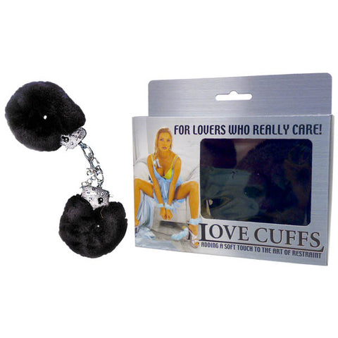 Black Furry Metal Handcuffs With Plush Lining For Couples Default Title > Bondage Gear > Handcuffs