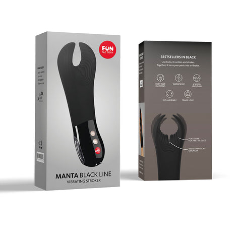 Fun Factory MANTA - 18 cm USB Rechargeable Mens & Couples Vibrator in Black Couples Toys