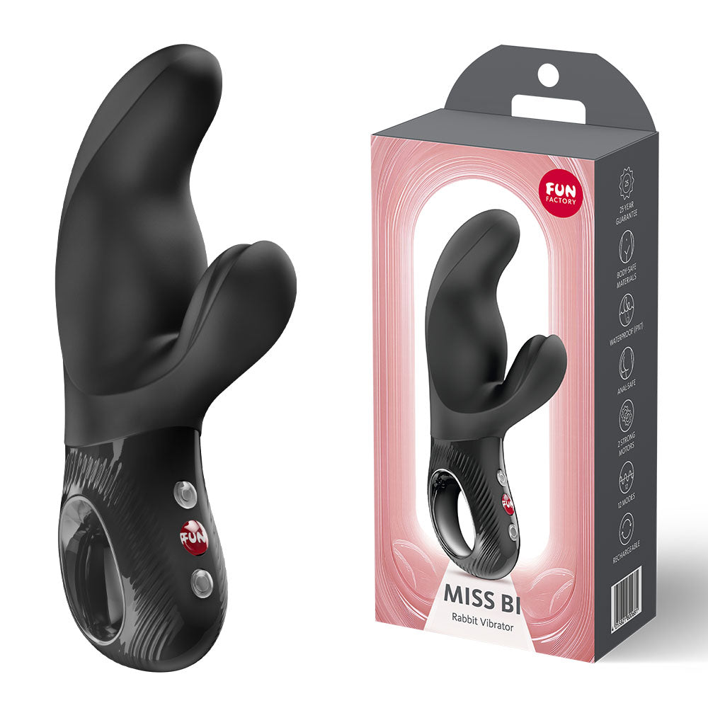 Miss Bi Black 6.81 Inch Waterproof Dual Rabbit Vibrator > Vibrators > Ladies > Rabbit