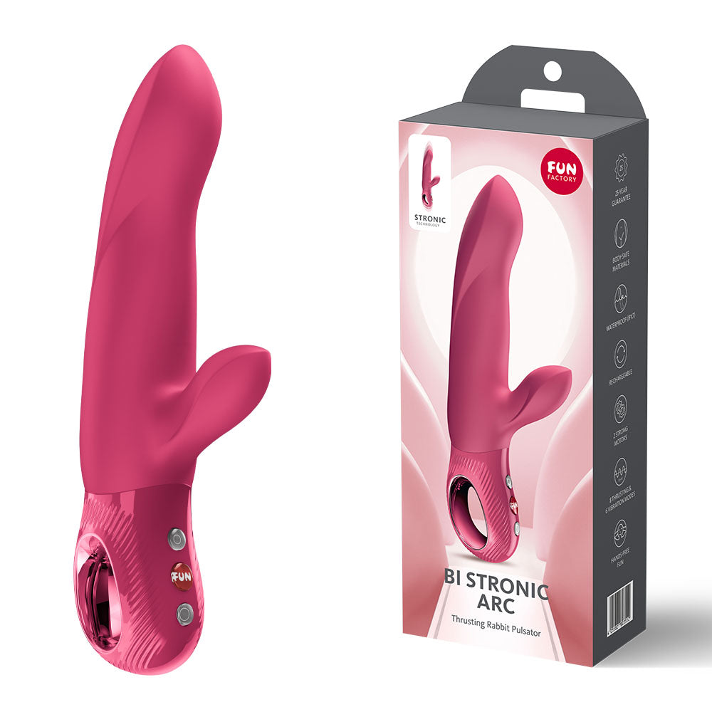 Fun Factory BI STRONIC ARC Raspberry USB-C Rechargeable Thrusting Vibrator Red > Vibrators > Ladies > Rabbit