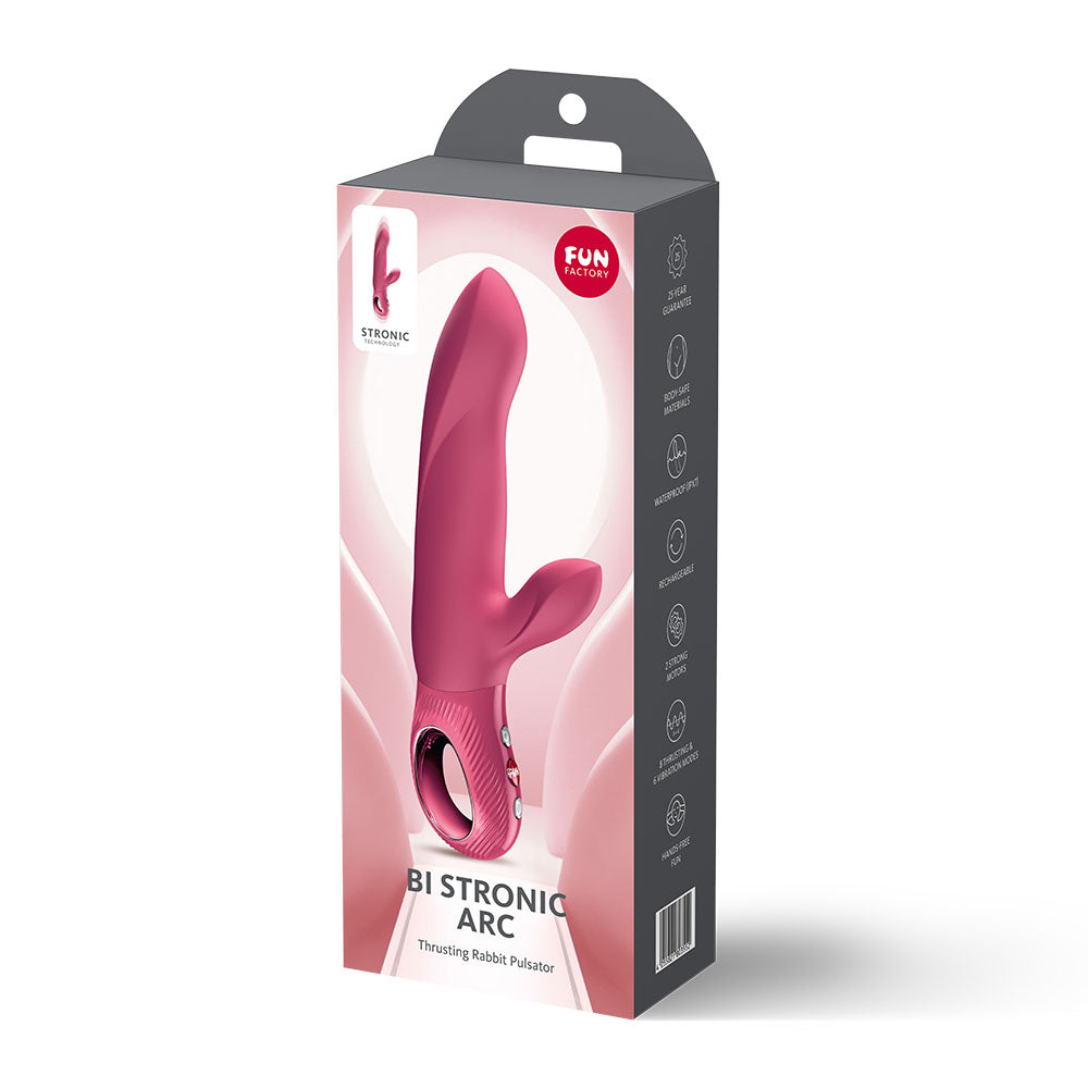 Fun Factory BI STRONIC ARC Raspberry USB-C Rechargeable Thrusting Vibrator > Vibrators > Ladies > Rabbit