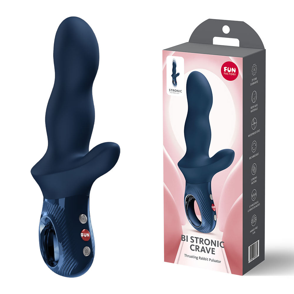 Fun Factory Bi Stronic Crave (Nightblue) – USB-C Rechargeable 21cm Thrusting Vibrator Secondary image