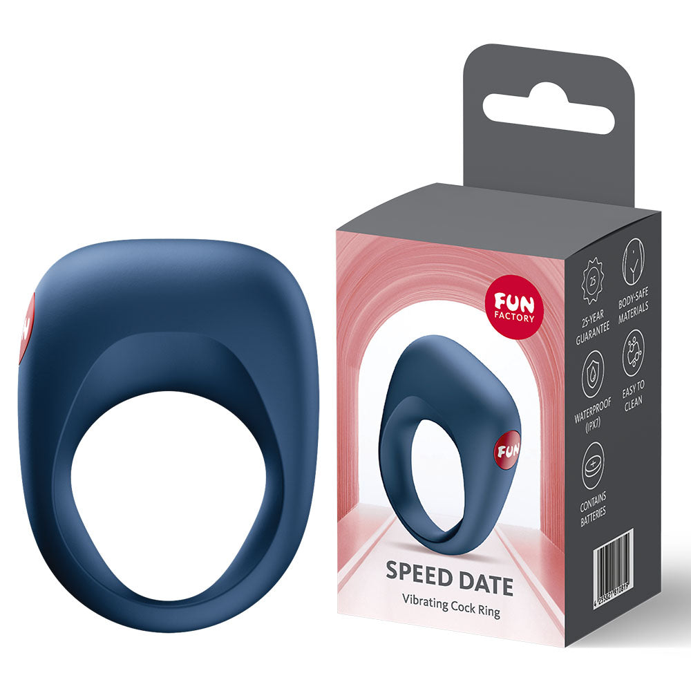 Fun Factory Speed Date – Waterproof Vibrating Cock Ring Blue > Sex Toys > Couples Toys