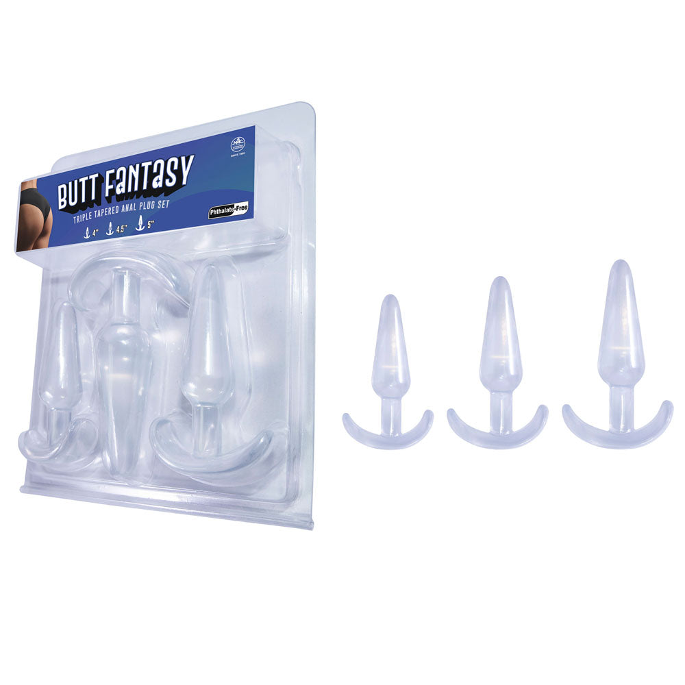 Butt Fantasy Triple Tapered Anal Plug Set – Small, Medium, Large Anal Plug Set Clear > Anal Range > Butt Plug Kits