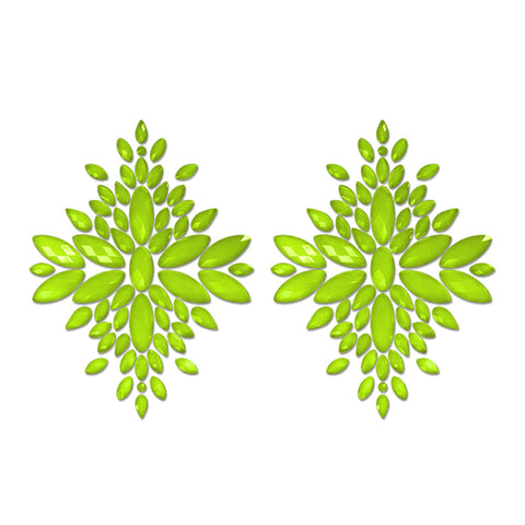 Glow Fashion Pasties Set - Neon Green Glow in the Dark Crystal Pasties for Parties and Festivals Pasties