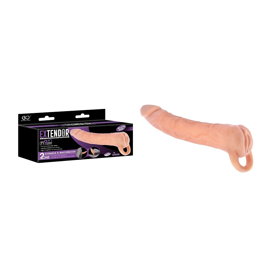 Extendor 9 Inch 2-in-1 Penis Extender and Masturbator – Dual-Function Male Sex Toy Flesh SLEEVES